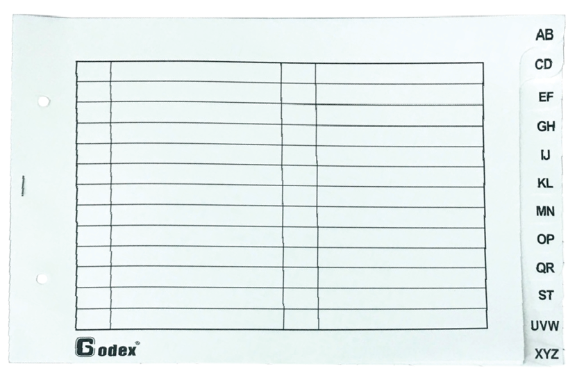 Paper Alphabetical Index A-Z 紙索引分類