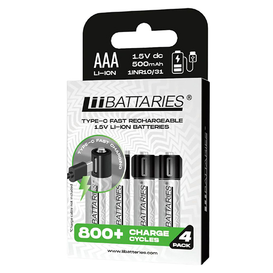 LiiBATTARIES- Type C 快充鋰電電池電芯 - AAA (每合4粒）