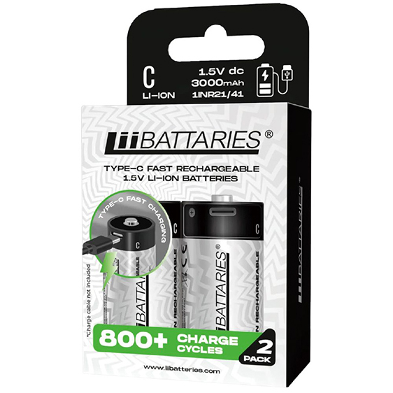 LiiBATTARIES Type-C Li-ion鋰電充電池電芯 - C (每合2粒)