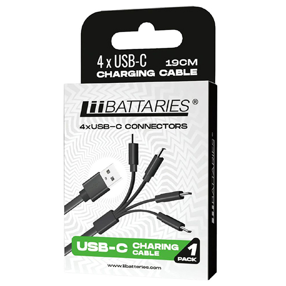 LiiBATTARIES 1出4 4 X USB-C 電充線 (19cm)