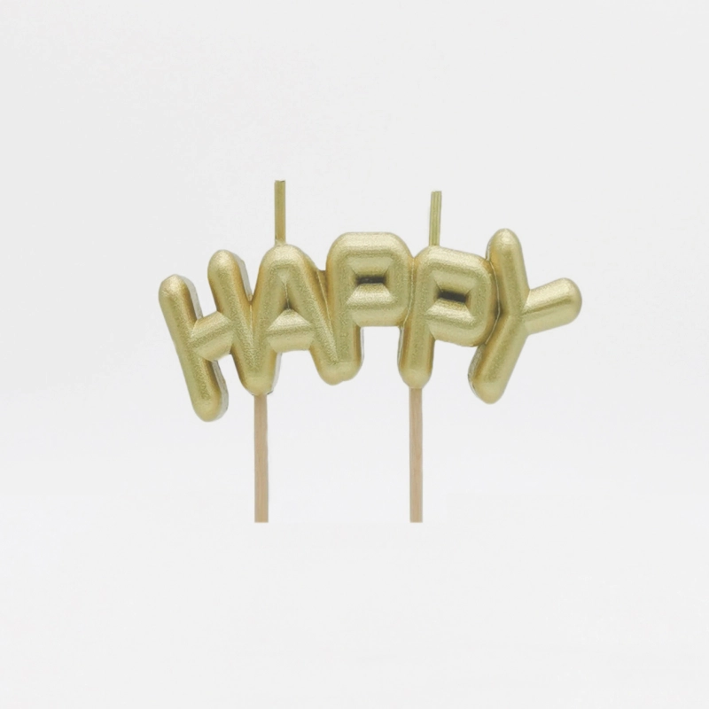 Golden HAPPY candle