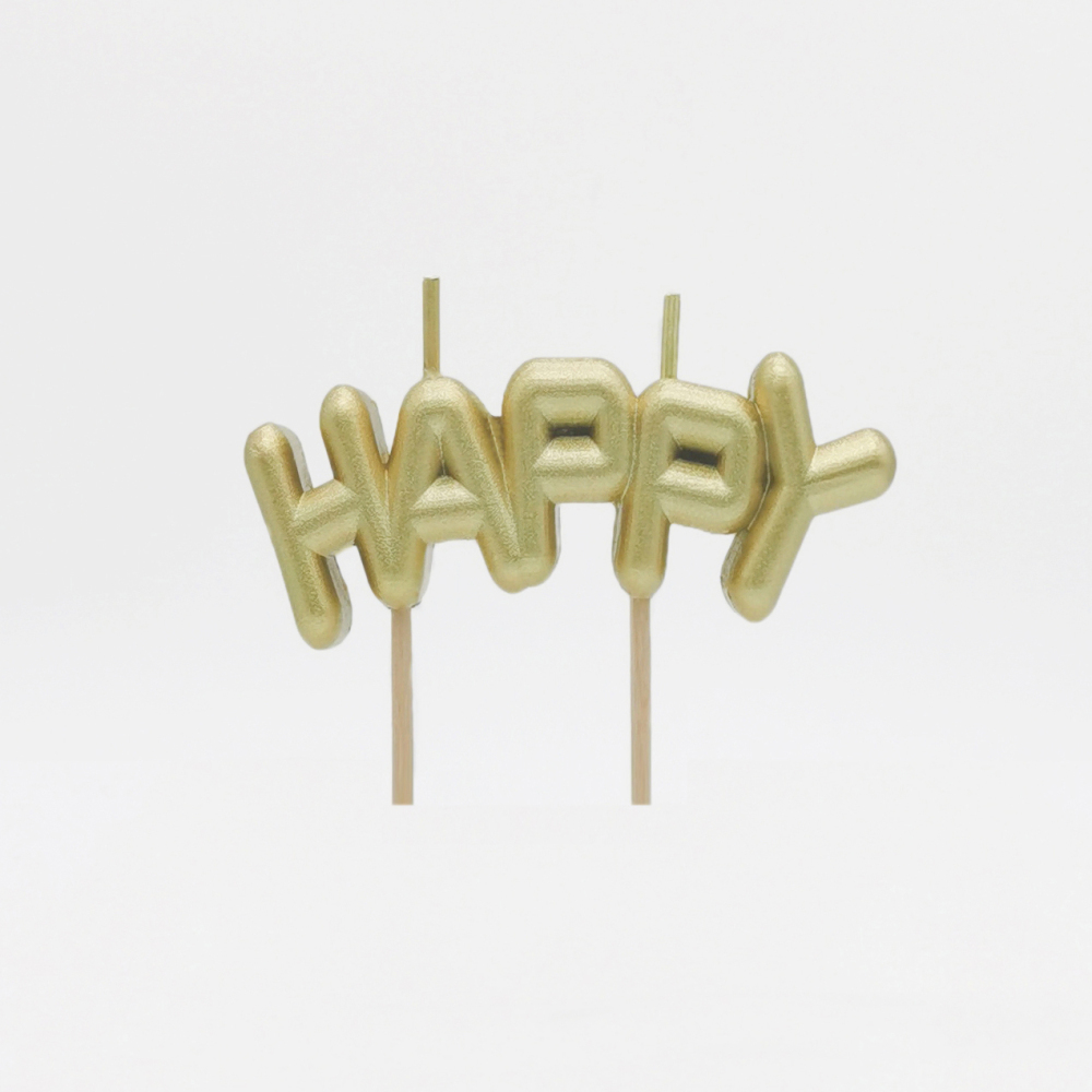 Golden HAPPY candle