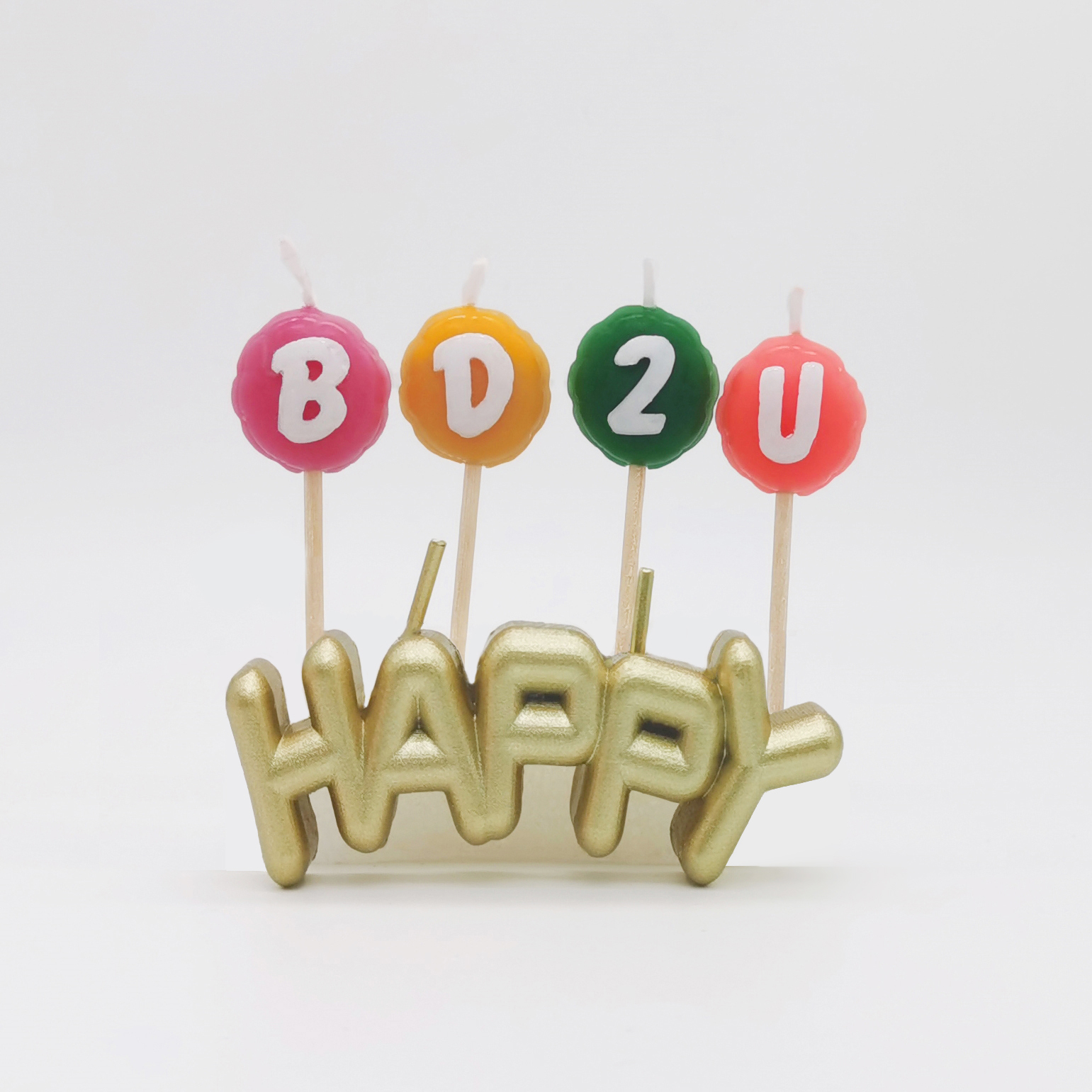 Golden HAPPY B D 2 U Candle