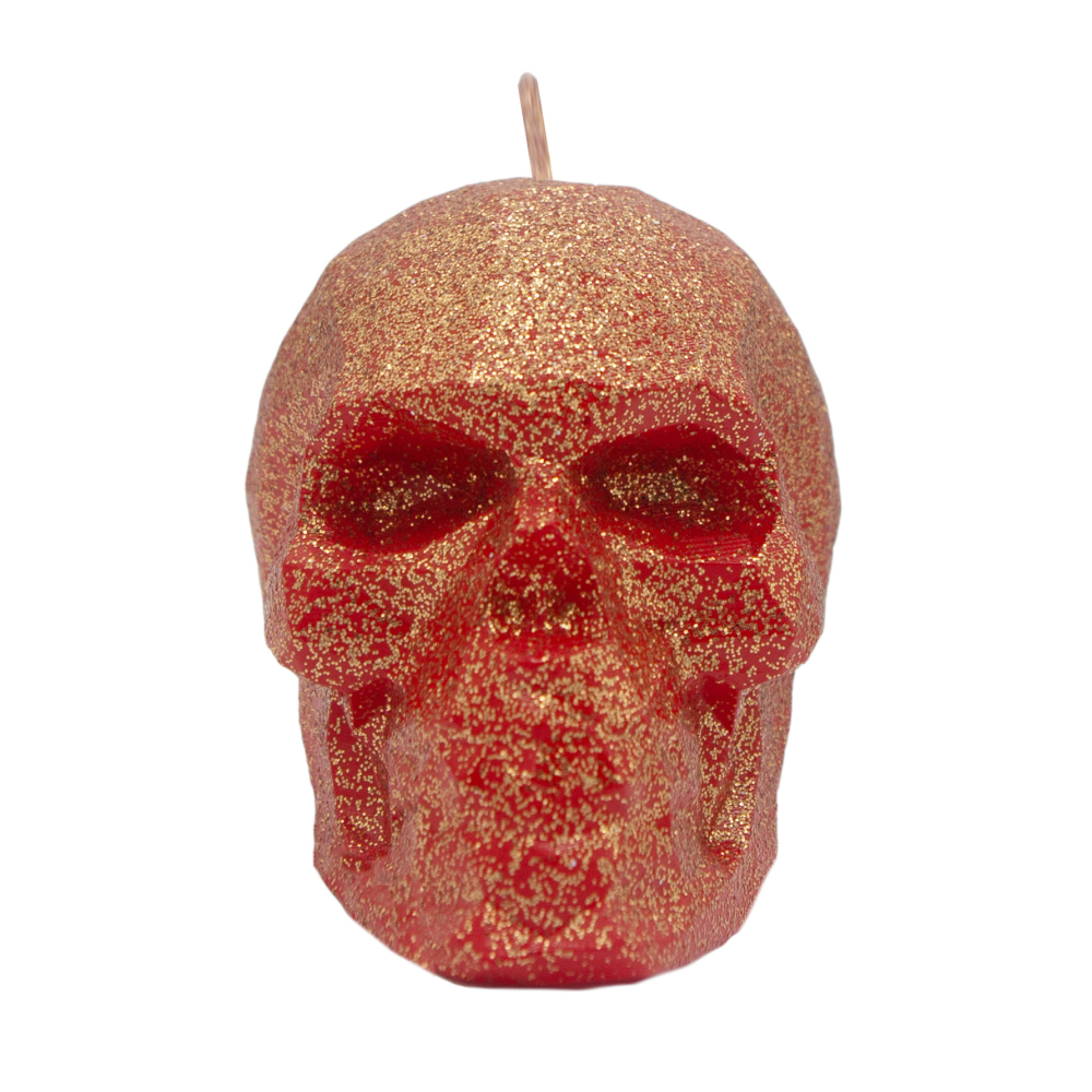 Halloween Glittered Skull Candles (Orange)