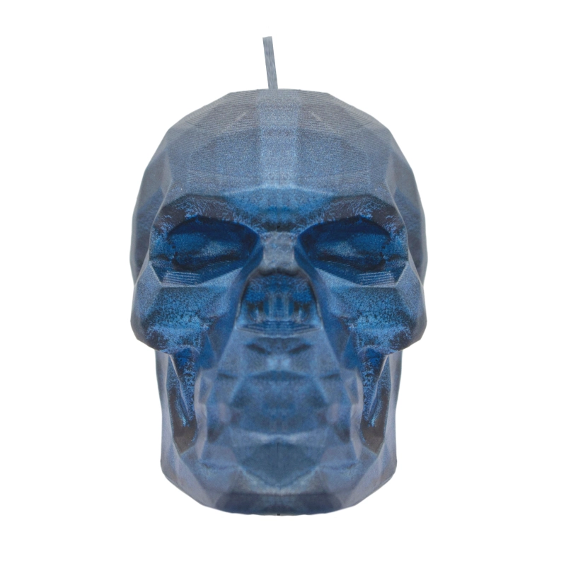 Halloween Glittered Skull Candles (Metallic Blue)