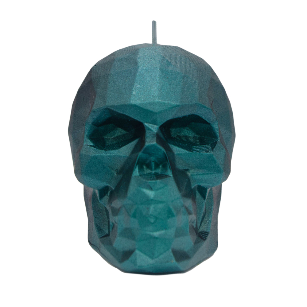 Halloween Glittered Skull Candles (Metallic Green)