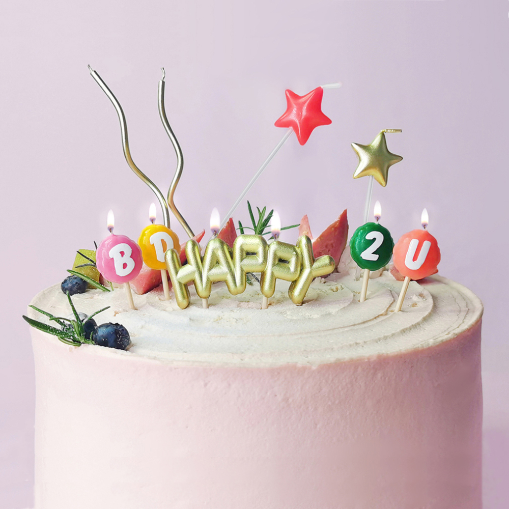 HAPPY B D 2 U Candle With Cake