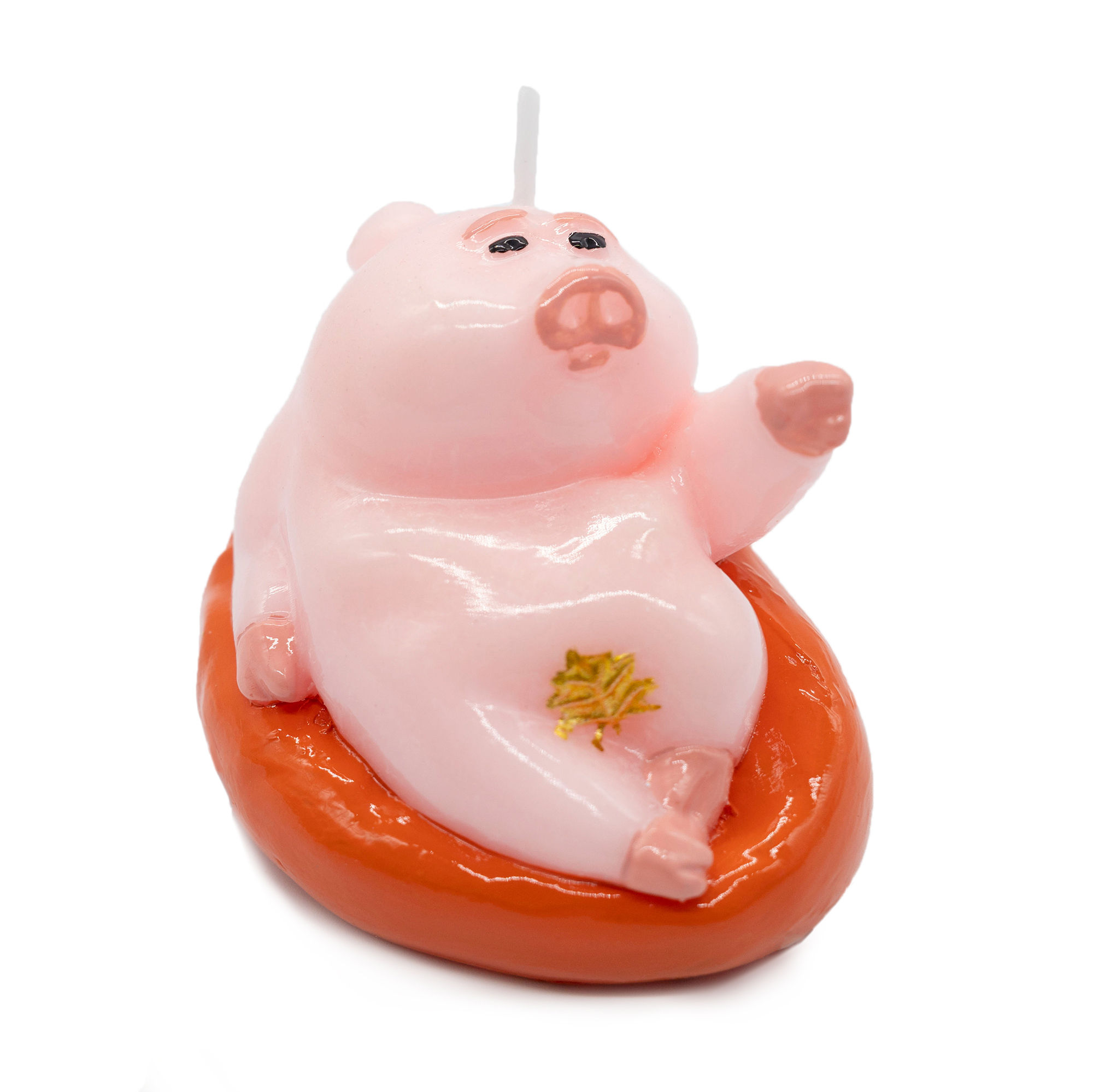 Funny Pink Piggy Candle_side vieew
