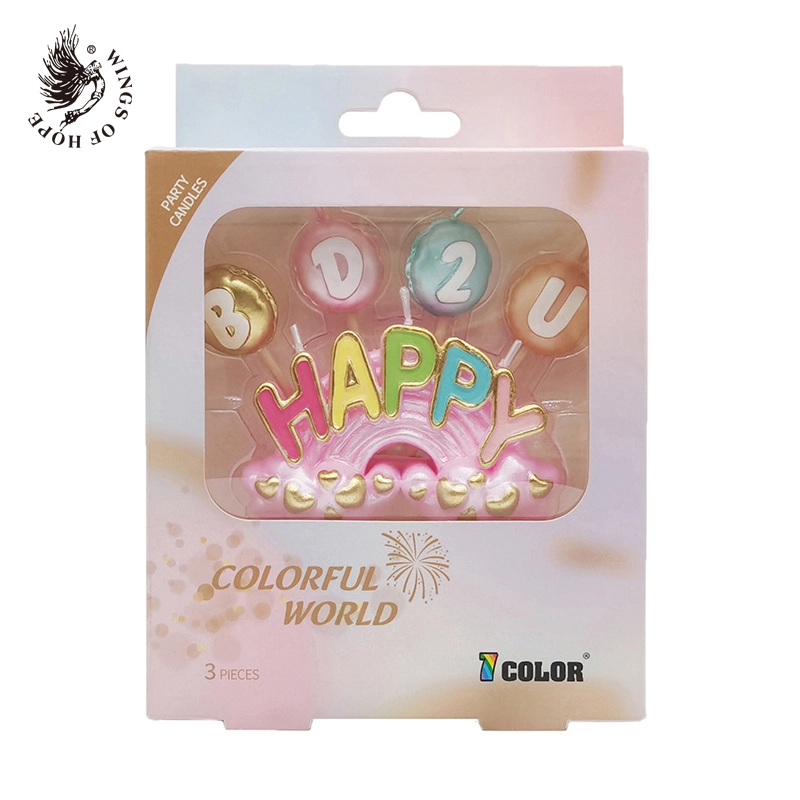 HAPPY Over The Rainbow Birthday 2 U Candle Set on a cake