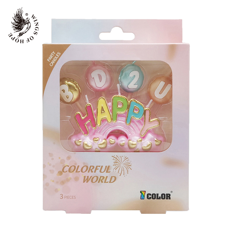 HAPPY Rainbow Candle Set
