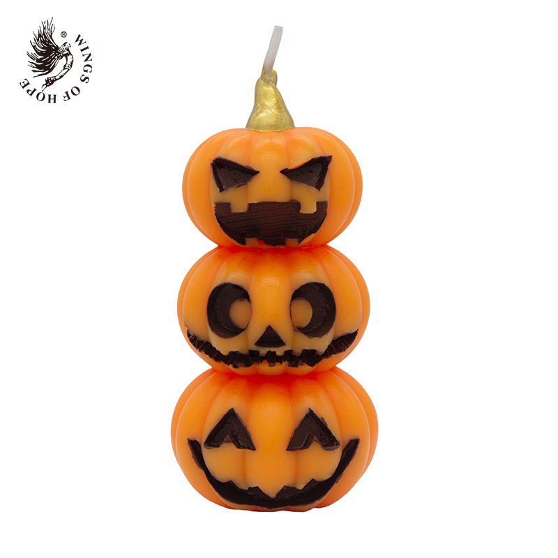 Halloween Triple Decked Pumpkins Candle (Orange)