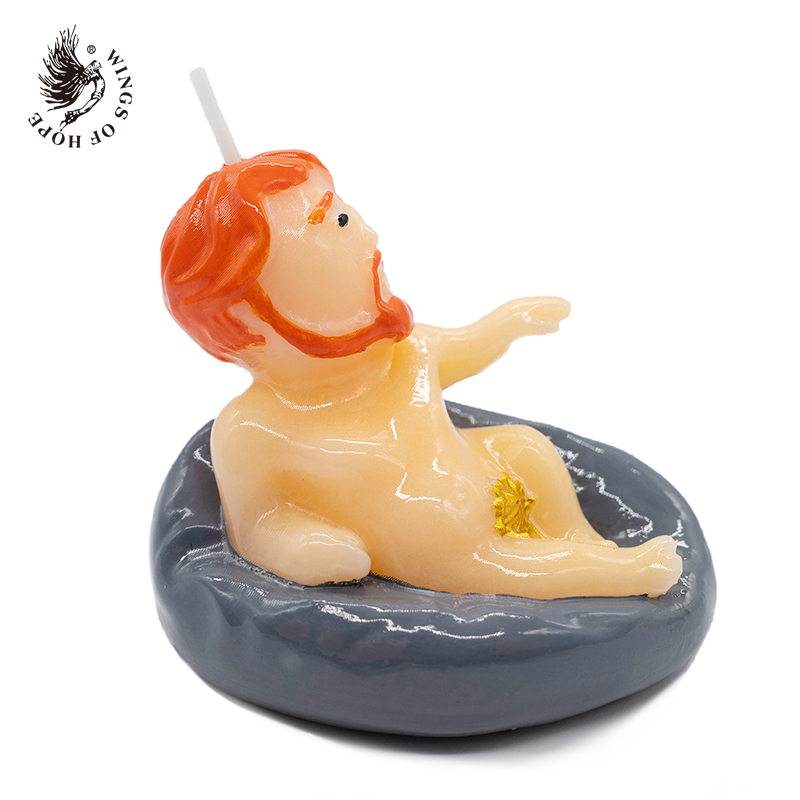 Funny Nude Bearded Jesus Candle With Base_front view