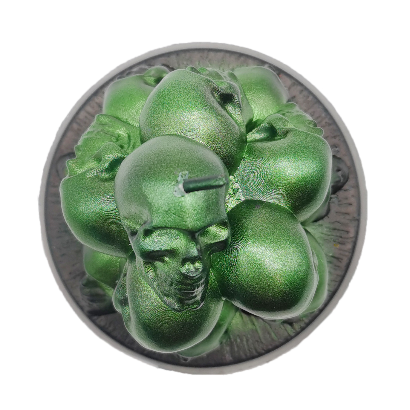 Green Glittered Skulls With Base_Topview