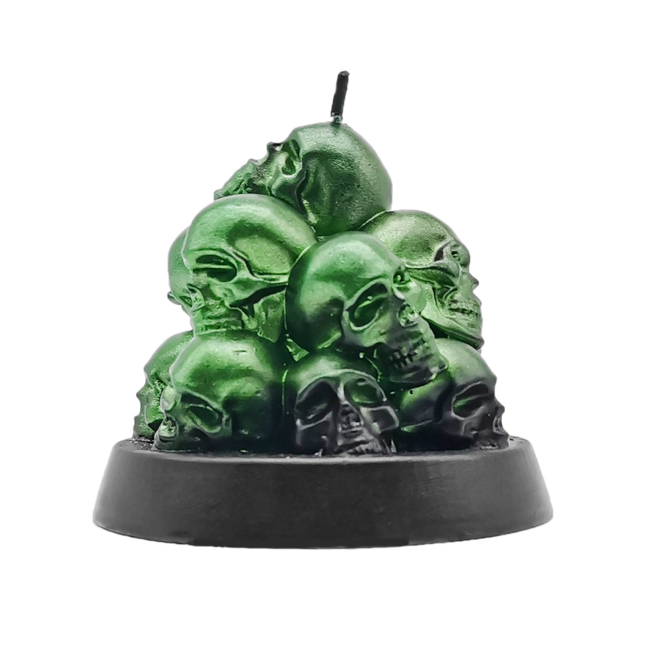 Green Glittered Skulls With Base_Sideview2