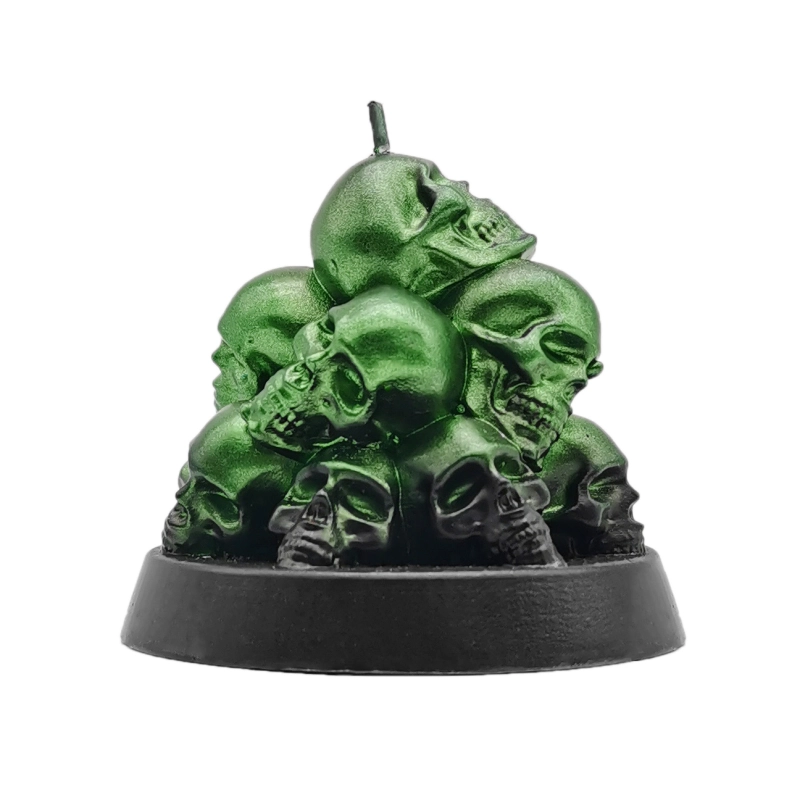 Green Glittered Skulls With Base_Sideview4