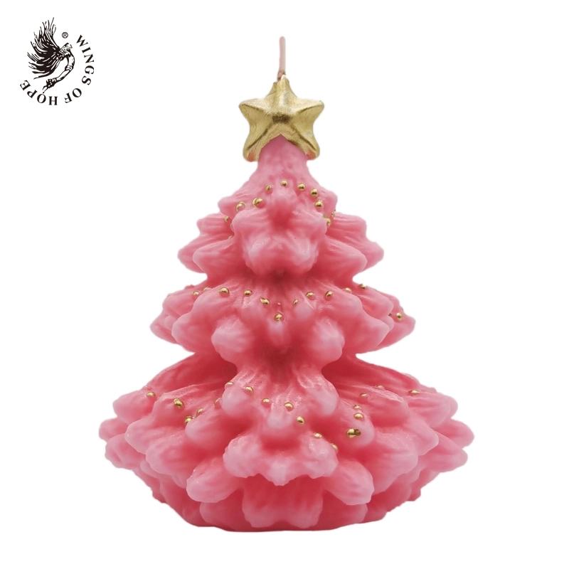 Light coral mini tree candle