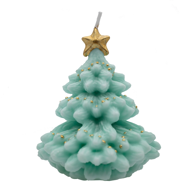 Turquoise Christmas mini tree candle