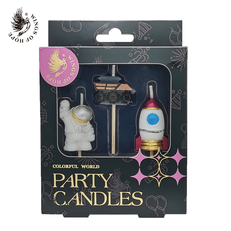 Astronaut Spaceman Probe Rover Rocket Candle Set