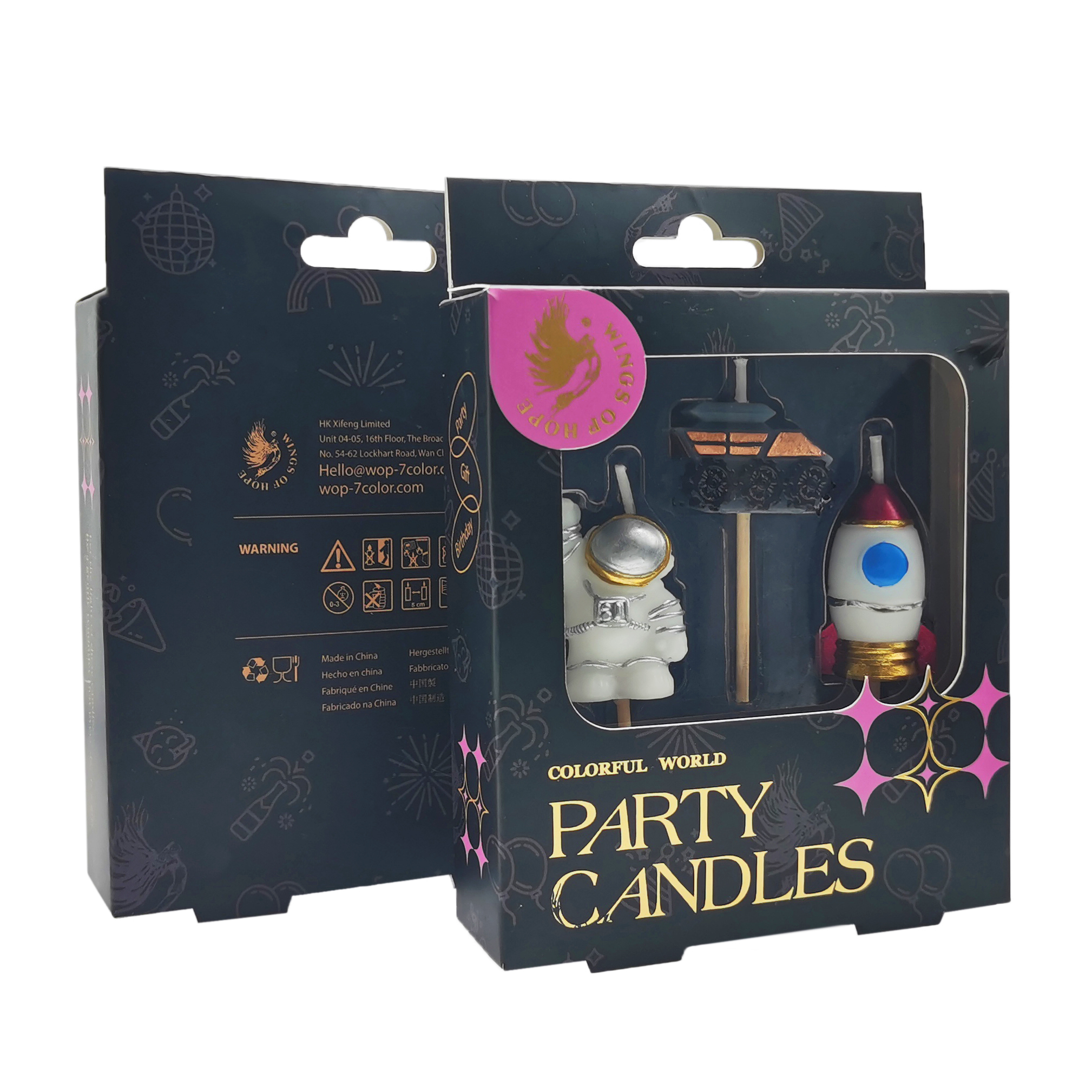 Astronaut Spaceman Probe Rover Rocket Candle Set_package