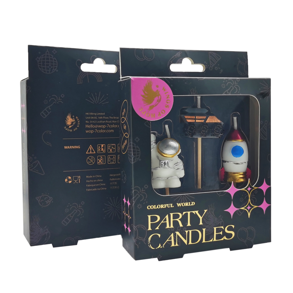 Astronaut Spaceman Probe Rover Rocket Candle Set_package
