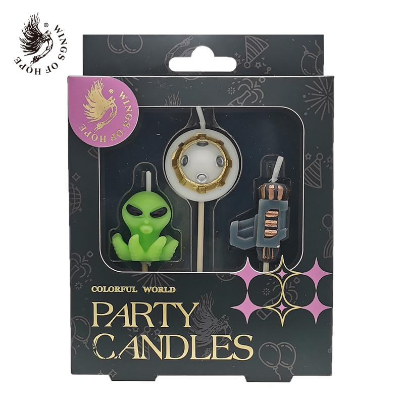 Laser Gun Flying Saucer Alien Candle Set