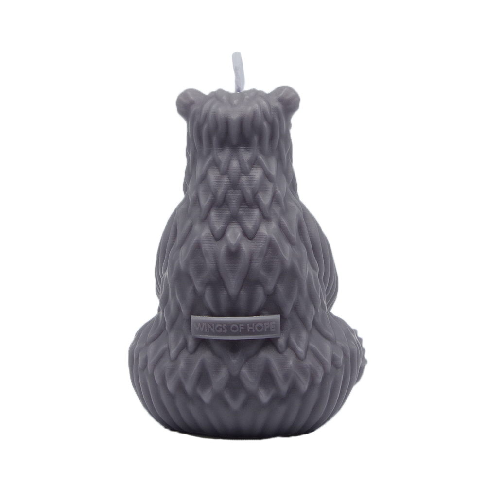Sitting Polar Bear Candle for Home Decor_gray_backview