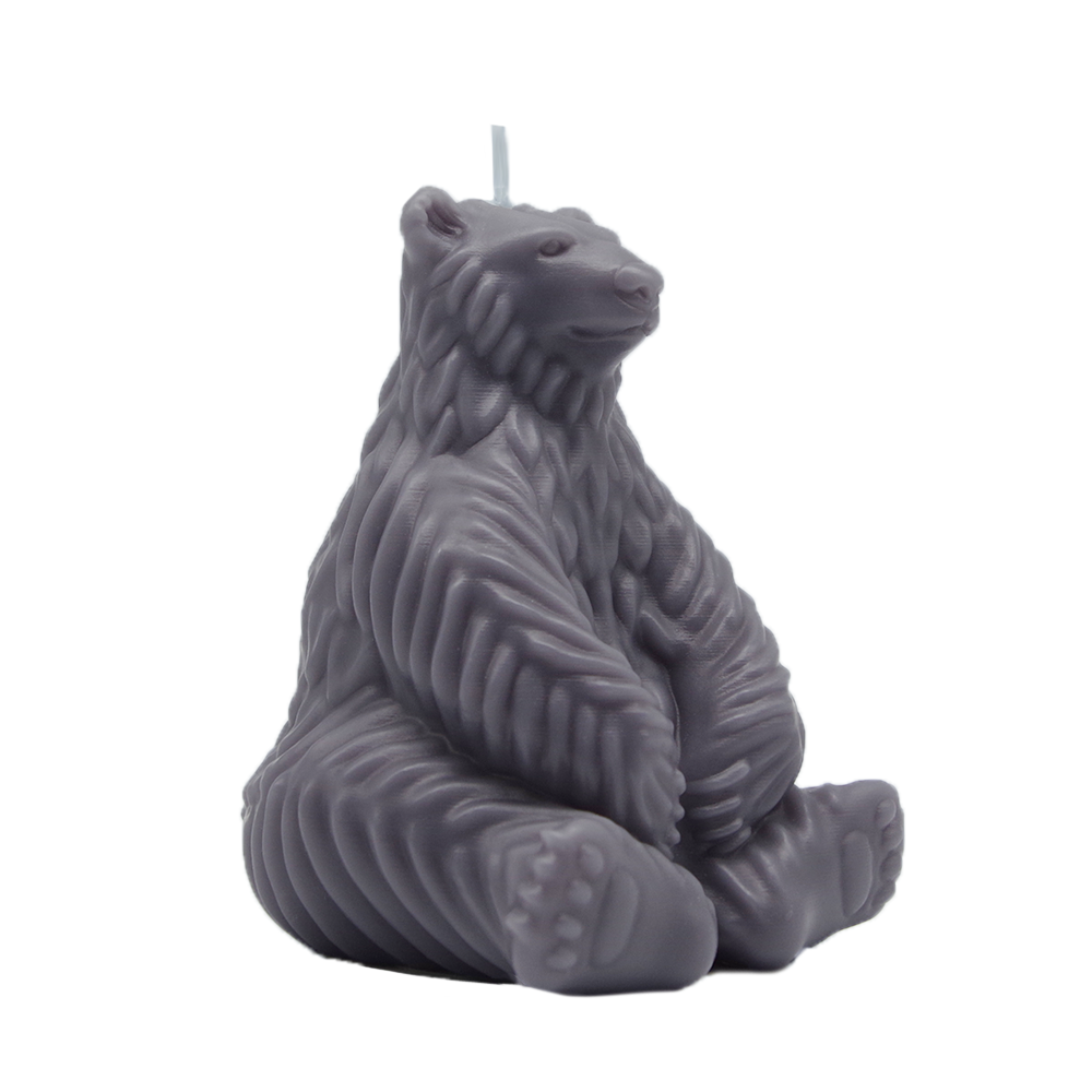 Sitting Polar Bear Candle for Home Decor_gray_sideview