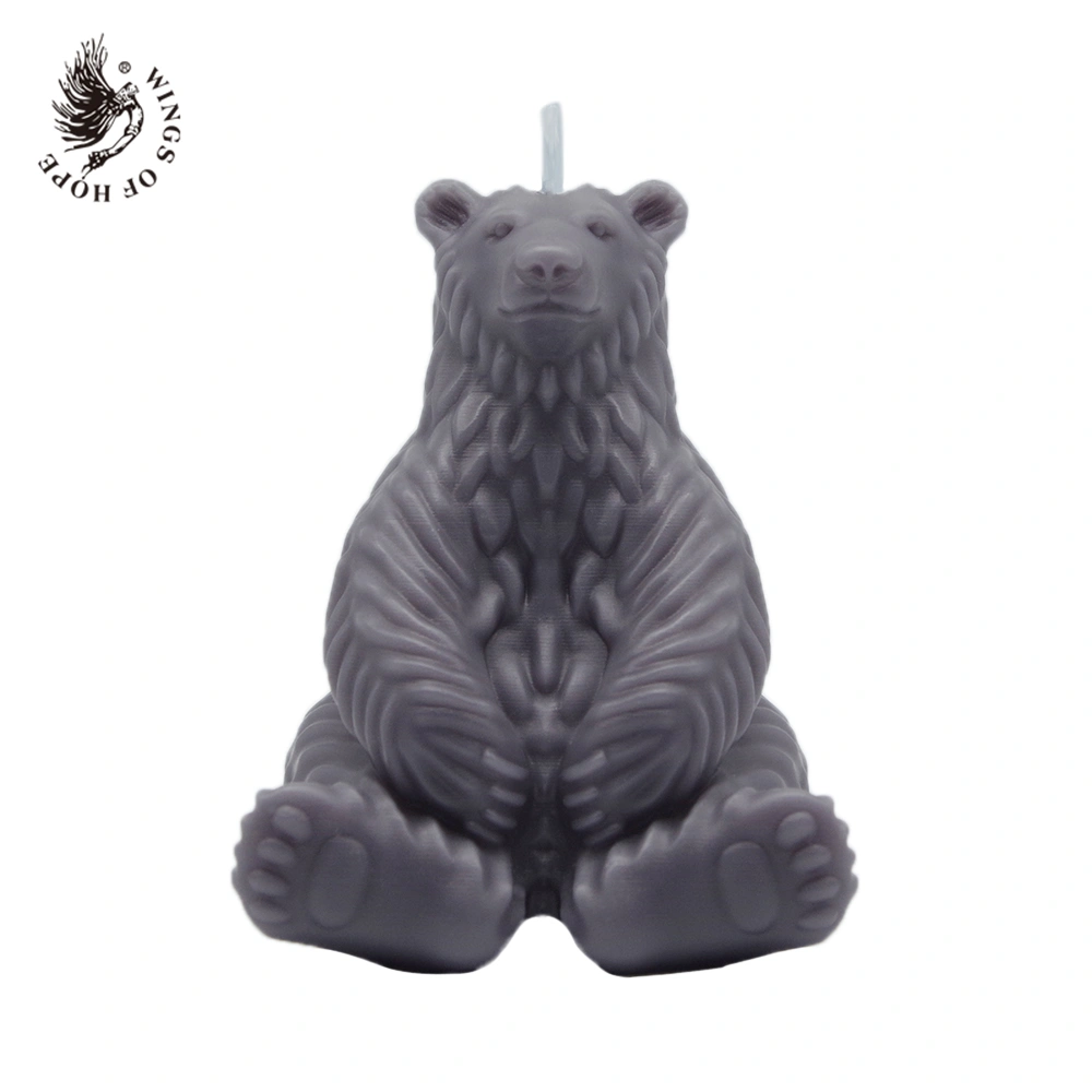 Sitting Polar Bear Candle for Home Decor with LOGO_gray_frontview