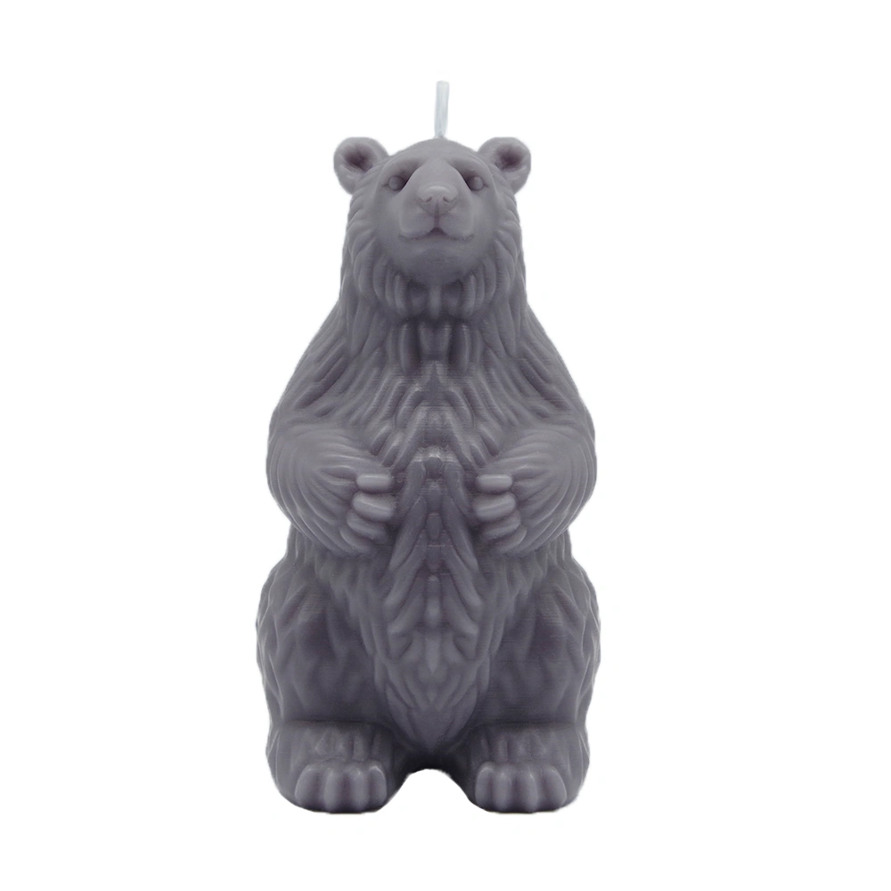 Standing Polar Bear Candle Gray Front View