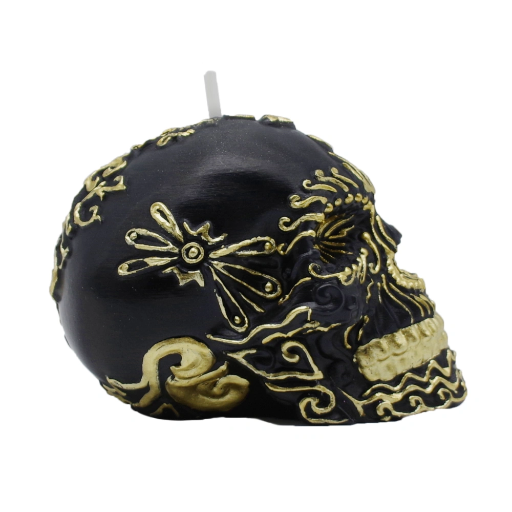 Gilded Floral Elegance Skull Candle_Sideview