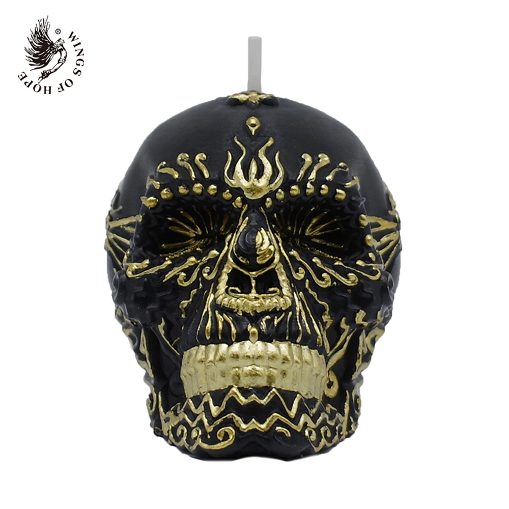 Gilded Floral Elegance Skull Candle_WINGS OF HOPE LOGO