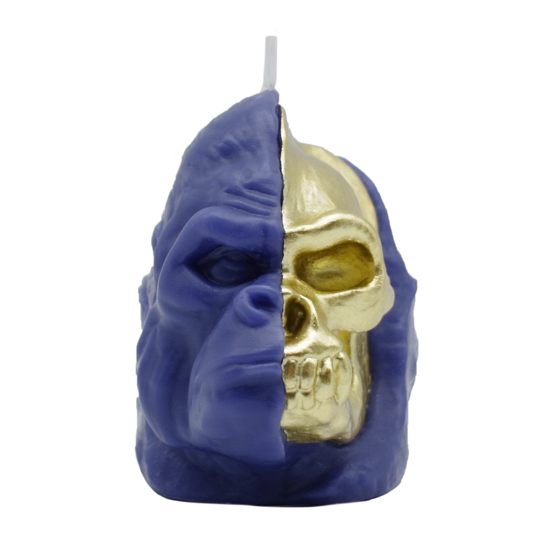 King Kong Skull Candle Sculpture_dark blue&gold_frontview