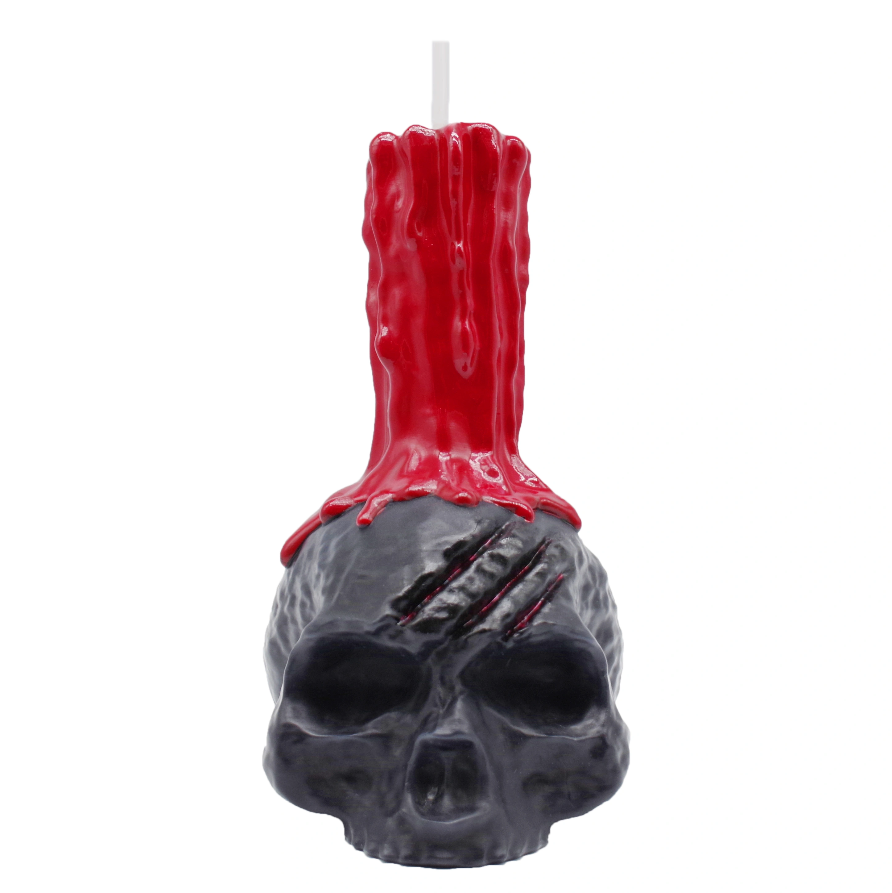 Gothic Skull Candle with Red Dripping Pillar_frontview