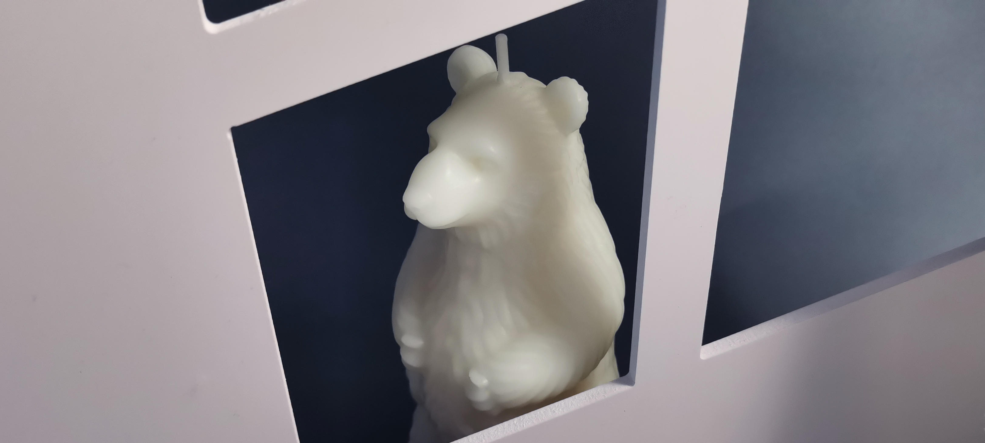 White Polar Bear Candle Standing By The Window