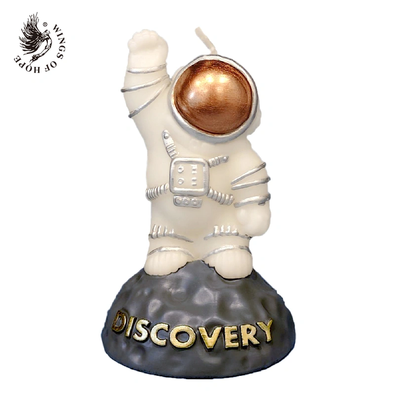 Spacesuited Astronaut Candle with logo