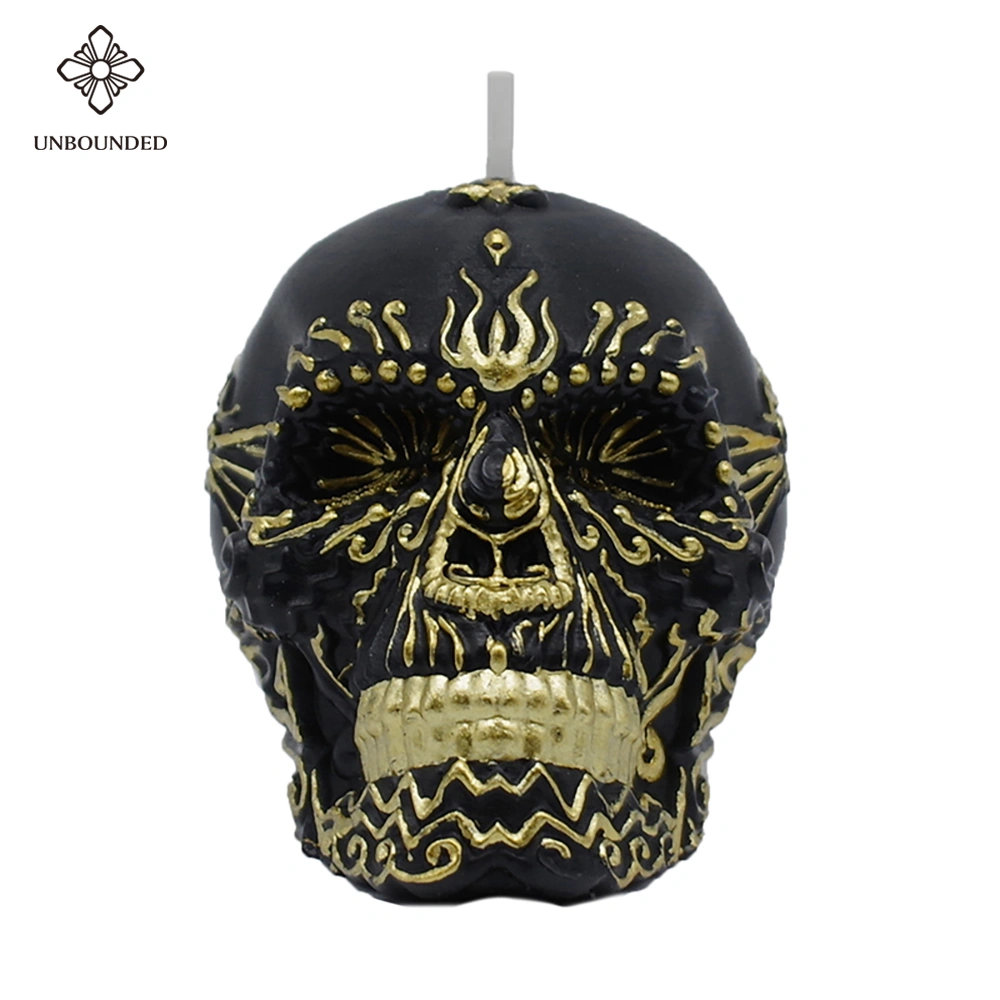 Gilded Floral Elegance Skull Candle