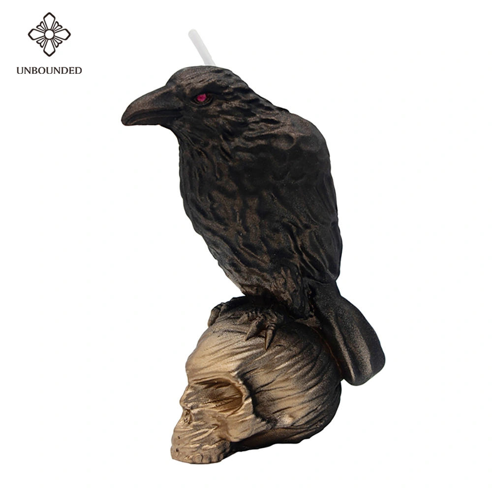 Raven Standing On Skull Candle
