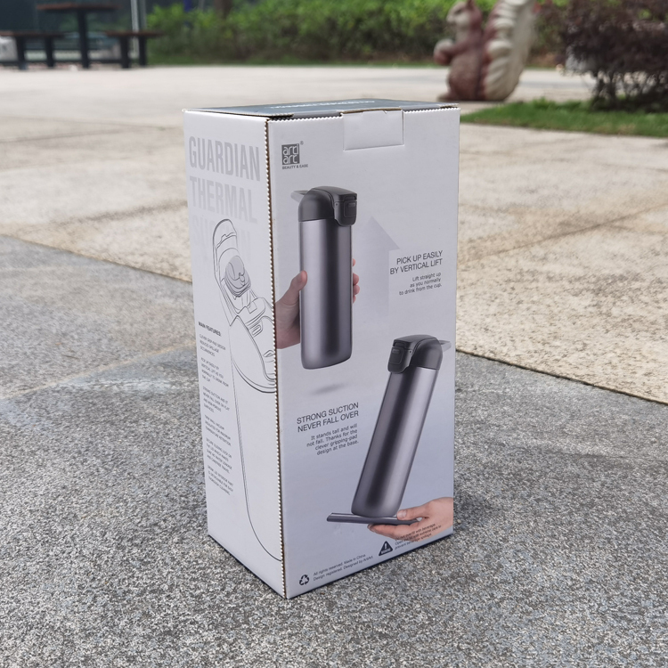 juyou paper good quality customized auto lock bottom paper box thermosflask package box design , glass bottle custom colorful box