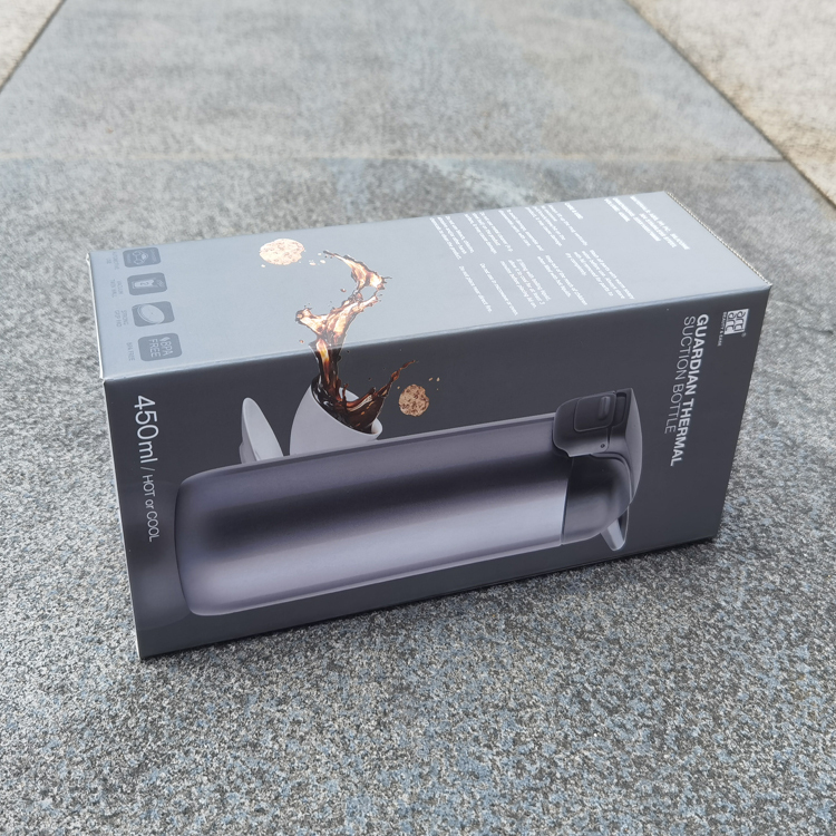 juyou paper good quality customized auto lock bottom paper box thermosflask package box design , glass bottle custom colorful box