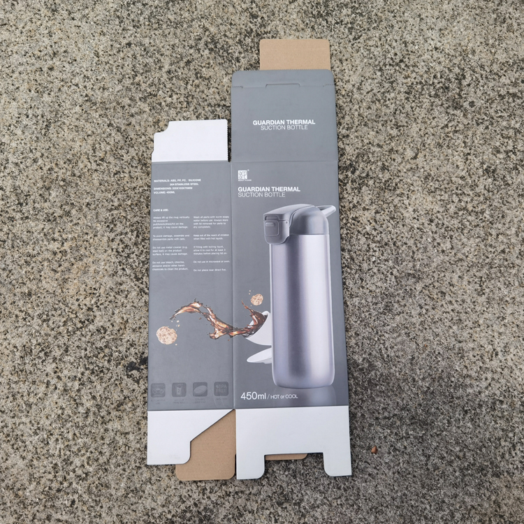 juyou paper good quality customized auto lock bottom paper box thermosflask package box design , glass bottle custom colorful box
