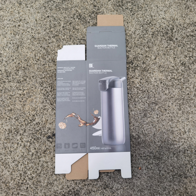 juyou paper good quality customized auto lock bottom paper box thermosflask package box design , glass bottle custom colorful box