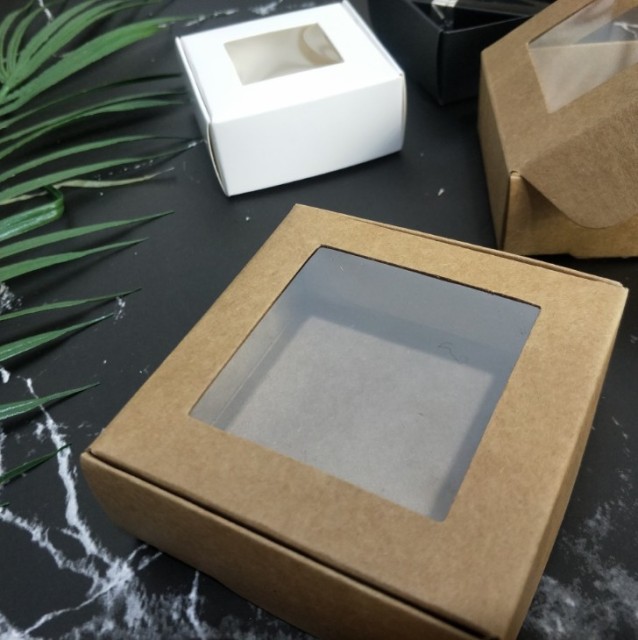 juyou paper kraft paper flat folding packaging blank box with PVC window