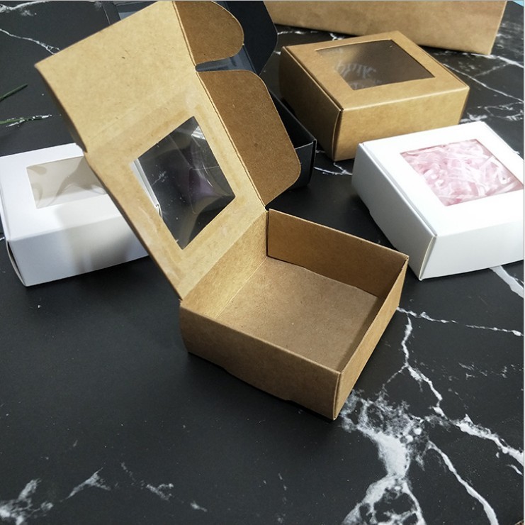 juyou paper kraft paper flat folding packaging blank box with PVC window