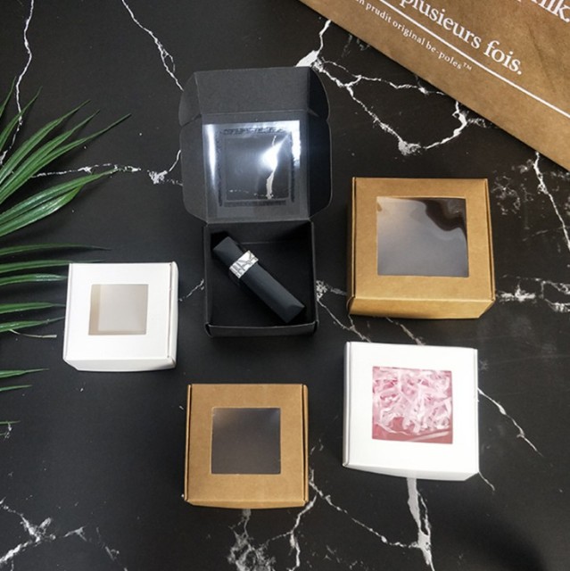 juyou paper kraft paper flat folding packaging blank box with PVC window