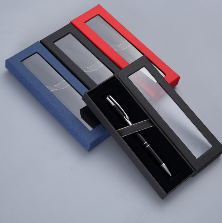 juyou paper Lid and base paper box with transparent PVC window for pen package