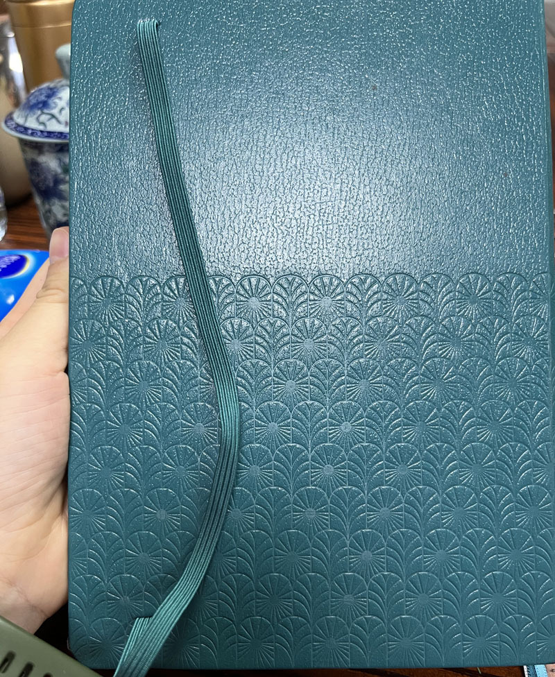juyou paper excellent quality A5 PU leather cover embossed texture hardcover notebook bind with  elastic and colorful bookmarks