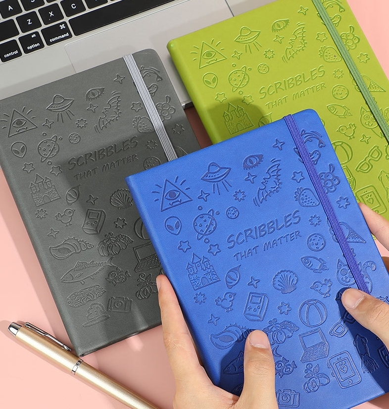 juyou paper A6 Cute PU embossed Personalisation agenda office supplies paper diary custom cartoon stamped notebook binding notepad