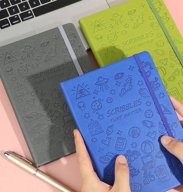 juyou paper A6 Cute PU embossed Personalisation agenda office supplies paper diary custom cartoon stamped notebook binding notepad