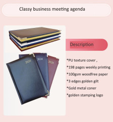 juyou paper Personalisation hot stamped PU cover agenda design office supplies paper diary custom paper jornal notebook