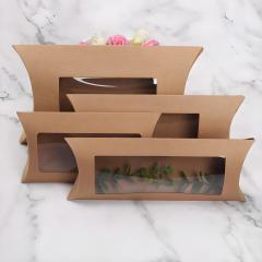 juyou paper kraft pillow shaped design gift box with transparency PVC window underwear packaging